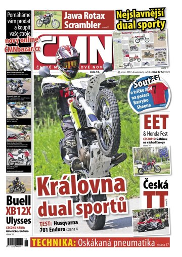 Obálka e-magazínu ČESKÉ MOTOCYKLOVÉ NOVINY 18/2017