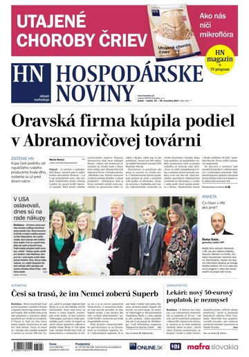 Obálka e-magazínu Hospodárske noviny 24.11.2017