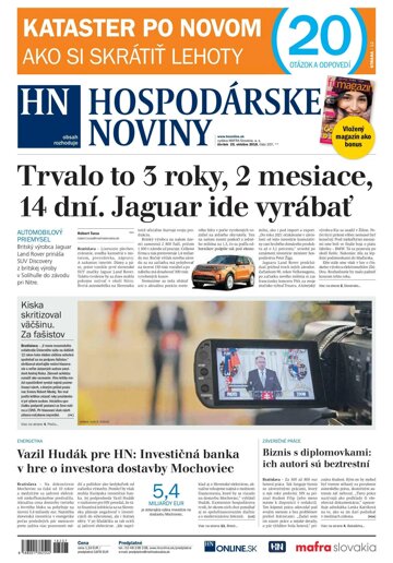 Obálka e-magazínu Hospodárske noviny 25.10.2018