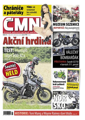 Obálka e-magazínu ČESKÉ MOTOCYKLOVÉ NOVINY 21/2015