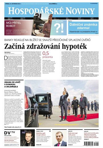 Obálka e-magazínu Hospodářské noviny 222 - 16.11.2016