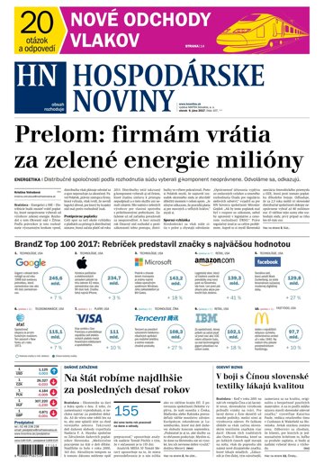 Obálka e-magazínu Hospodárske noviny 06.06.2017