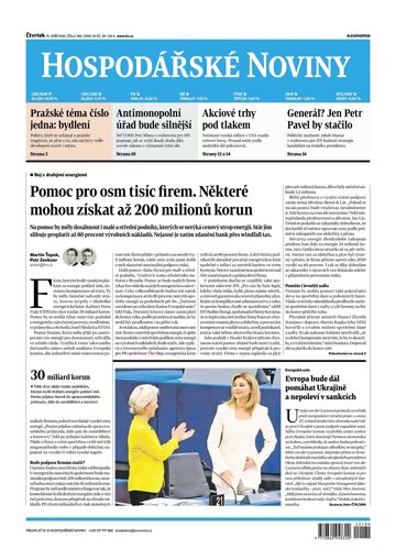 Obálka e-magazínu Hospodářské noviny 180 - 15.9.2022