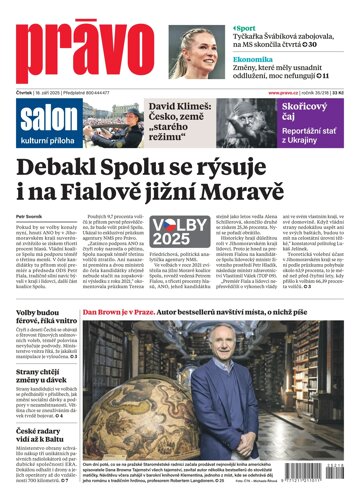 Obálka e-magazínu Deník Právo 18.9.2025