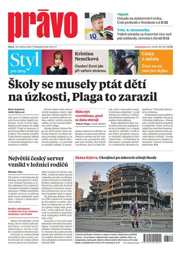 Obálka e-magazínu Deník Právo 26.5.2026