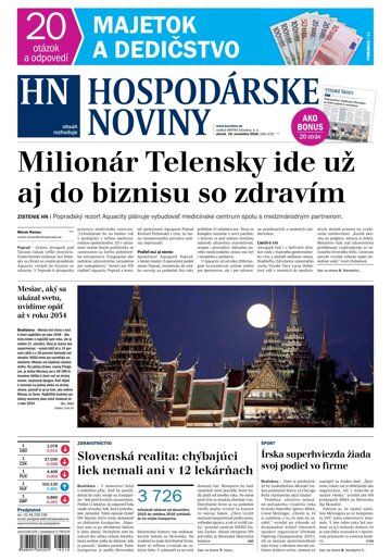 Obálka e-magazínu Hospodárske noviny 15.11.2016