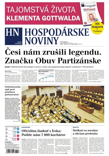 Obálka e-magazínu Hospodárske noviny 10.02.2017