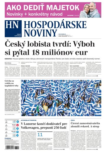 Obálka e-magazínu Hospodárske noviny 26.07.2017