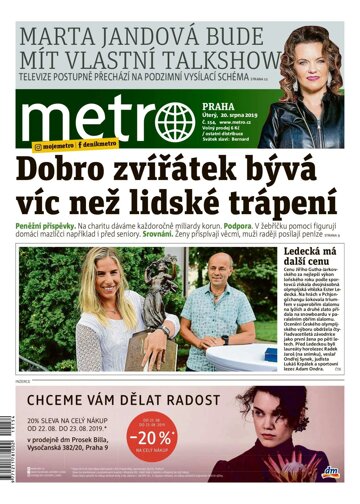 Obálka e-magazínu deník METRO 20.8.2019