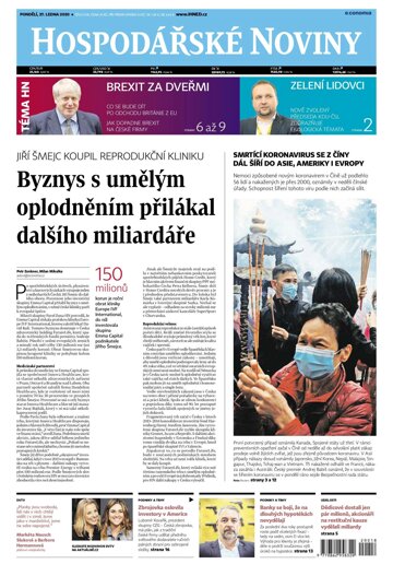 Obálka e-magazínu Hospodářské noviny 018 - 27.1.2020