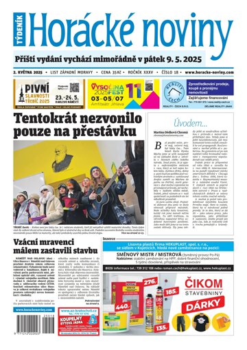 Obálka e-magazínu Horácké Noviny 18/2025