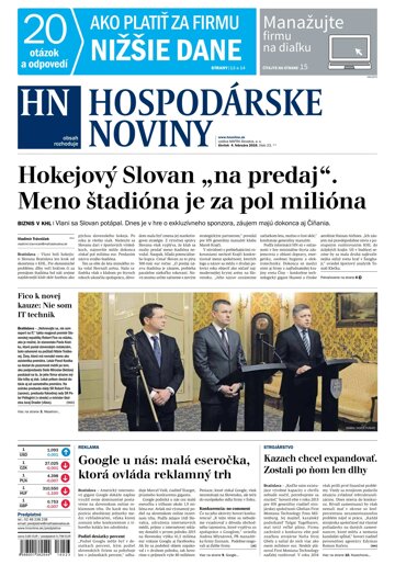 Obálka e-magazínu Hospodárske noviny 04.02.2016