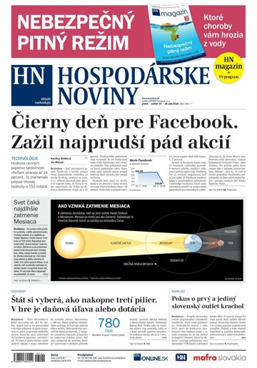 Obálka e-magazínu Hospodárske noviny 27.07.2018