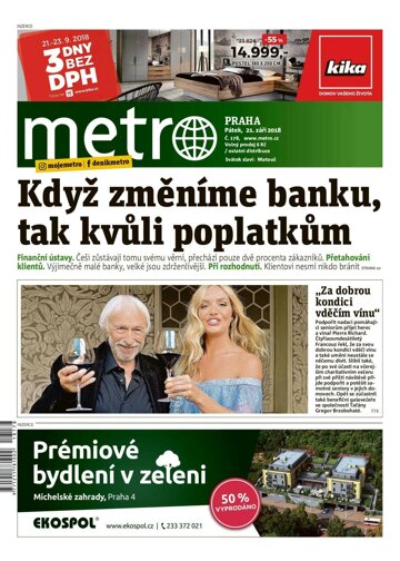 Obálka e-magazínu deník METRO 21.9.2018