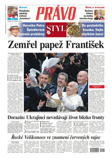 Obálka e-magazínu Deník Právo 22.4.2025