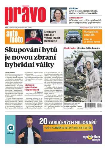 Obálka e-magazínu Deník Právo 16.10.2026