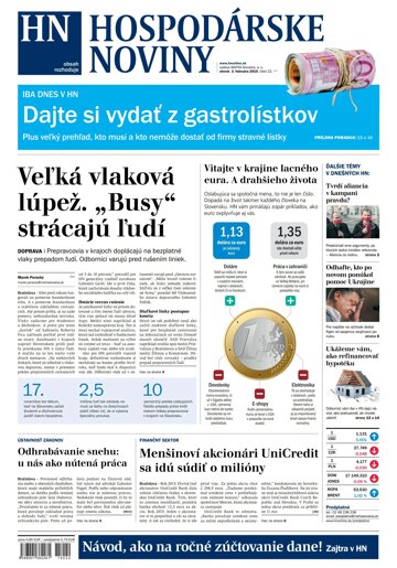 Obálka e-magazínu Hospodárske noviny 03.02.2015