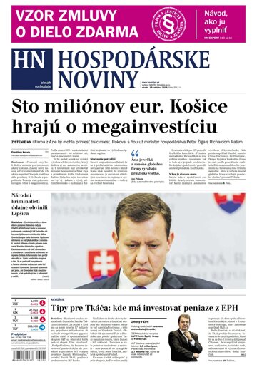 Obálka e-magazínu Hospodárske noviny 19.10.2016