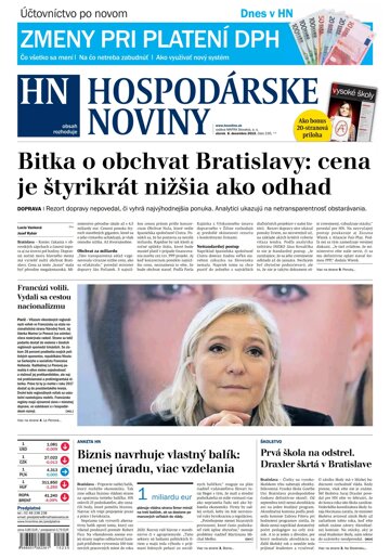 Obálka e-magazínu Hospodárske noviny 08.12.2015