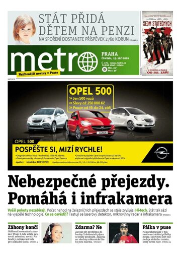 Obálka e-magazínu deník METRO 15.9.2016