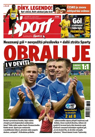 Obálka e-magazínu Sport 14.8.2017