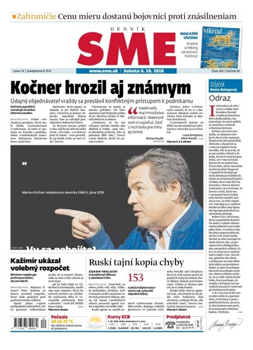 Obálka e-magazínu SME 6.10.2018