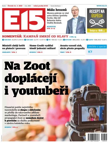 Obálka e-magazínu E15 14.3.2019