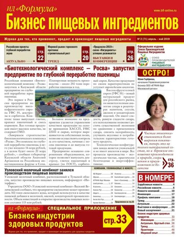 Obálka e-magazínu Бизнес пищевых ингредиентов №2-2019