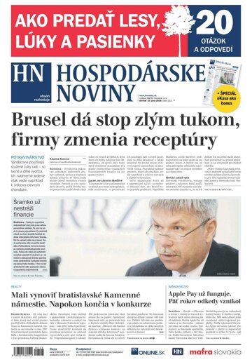 Obálka e-magazínu Hospodárske noviny 27.06.2019