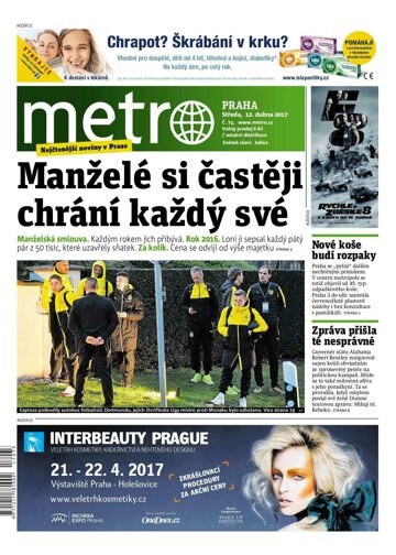 Obálka e-magazínu deník METRO 12.4.2017