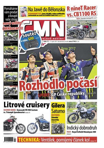 Obálka e-magazínu ČESKÉ MOTOCYKLOVÉ NOVINY 17/2017
