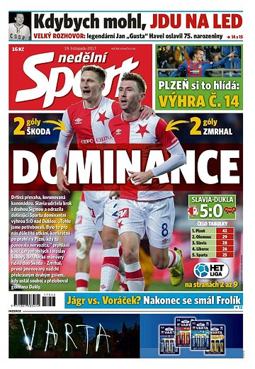 Obálka e-magazínu Nedělní Sport 19.11.2017