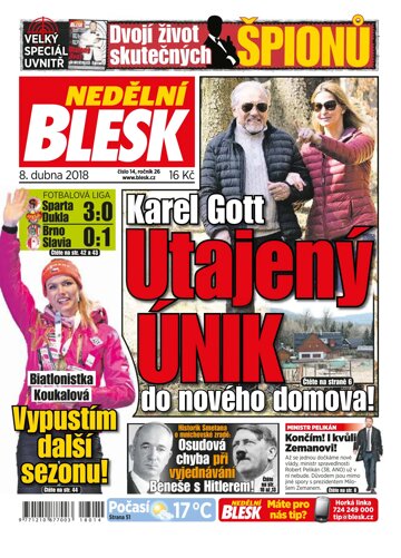 Obálka e-magazínu Nedělní Blesk 8.4.2018