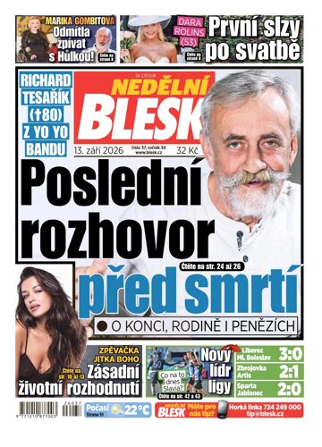 Obálka e-magazínu Nedělní Blesk 13.9.2026