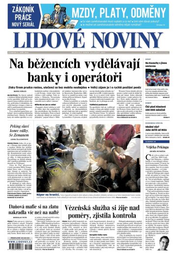 Obálka e-magazínu Lidové noviny 3.9.2015