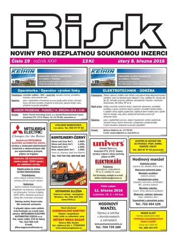 Obálka e-magazínu Risk 19/2016