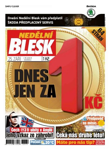 Obálka e-magazínu Nedělní Blesk 25.9.2016