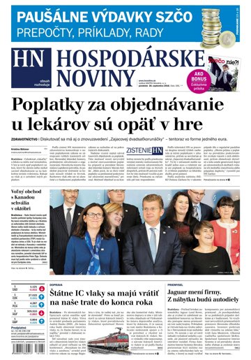 Obálka e-magazínu Hospodárske noviny 26.09.2016