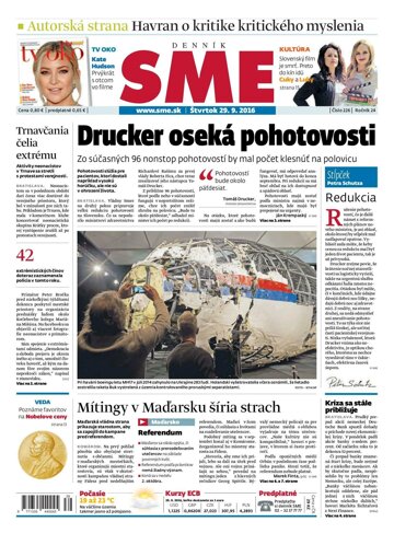 Obálka e-magazínu SME 29.9.2016