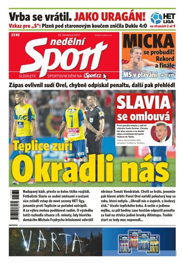 Obálka e-magazínu Nedělní Sport 30.7.2017