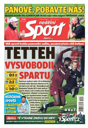 Obálka e-magazínu Nedělní Sport 7.6.2020