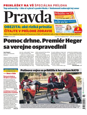 Obálka e-magazínu Pravda 14. 3. 2022