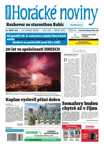 Obálka e-magazínu Horácké Noviny 34/2023