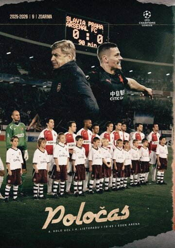 Obálka e-magazínu Poločas 26/2025č.9 Slavia – Arsenal