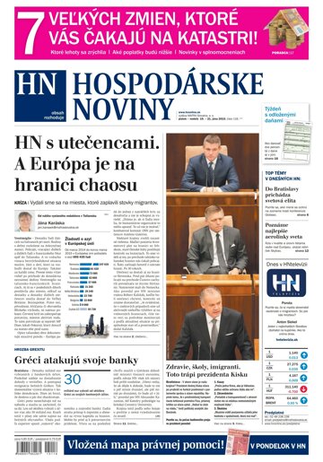 Obálka e-magazínu Hospodárske noviny 19.06.2015