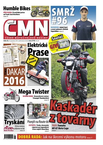 Obálka e-magazínu ČESKÉ MOTOCYKLOVÉ NOVINY 25/2015