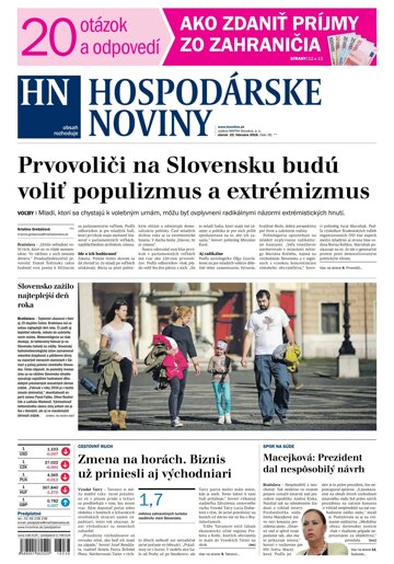 Obálka e-magazínu Hospodárske noviny 23.02.2016