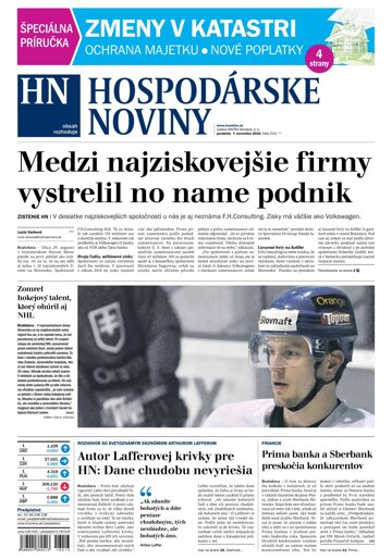 Obálka e-magazínu Hospodárske noviny 07.11.2016