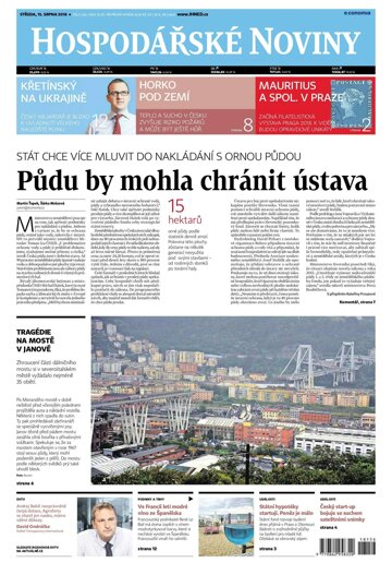 Obálka e-magazínu Hospodářské noviny 156 - 15.8.2018