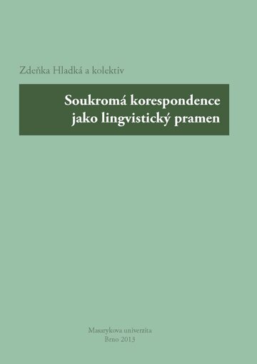 Obálka knihy Soukromá korespondence jako lingvistický pramen